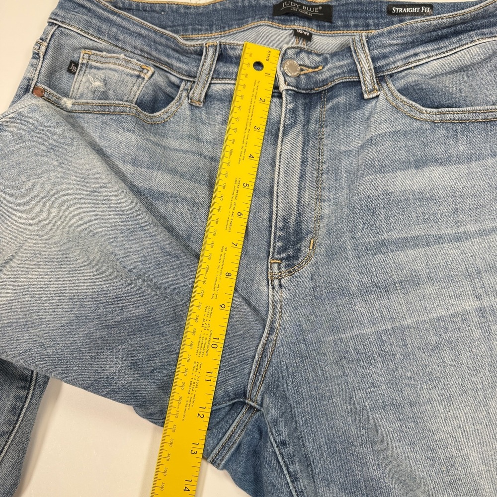 Judy Blue Straight Fit Jeans Womens 16W 36x31 Blue Distressed Ripped Frayed Hem - Picture 15 of 16